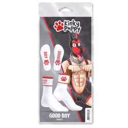 Kinky Puppy Socks Chaussettes Good Boy Blanc-Rouge